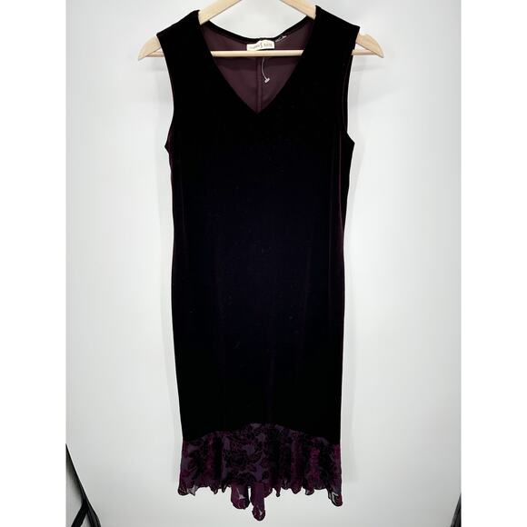 Y2K Purple Maxi Velvet Dress Size M Floral Sleeveless Whimsigoth Dark Grunge - Picture 1 of 7